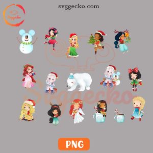 Baby Princess Christmas PNG Clipart, Disney Xmas PNG, Snowman Mickey PNG, Cute Christmas PNG For Girls