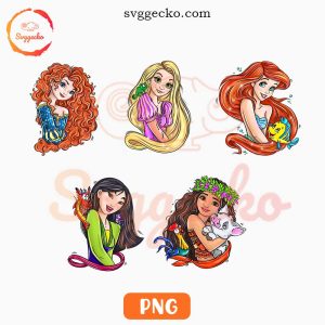 Disney Princess PNG Clipart Bundle, Ariel PNG, Mulan PNG, Rapunzel PNG Sublimation