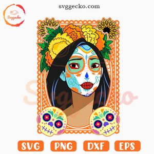 Disney Pocahontas Sugar Skull SVG, Princess Day Of The Dead SVG, Dia De Muertos SVG PNG EPS DXF