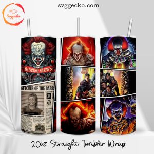 Pennywise 20oz Straight Skinny Tumbler PNG, Horror Clown Movie Tumbler Wrap Sublimation