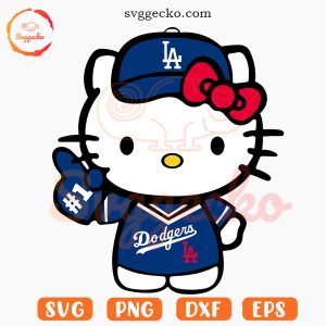 Hello Kitty Los Angeles Dodgers SVG Cricut, Cute Kitty Dodgers MLB Baseball SVG PNG Cutting Files