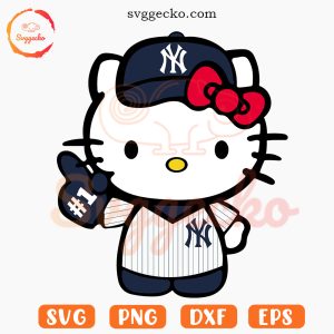 Hello Kitty New York Yankees SVG Cricut, Cute Kitty NY MLB Baseball SVG PNG Digital Download
