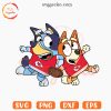 Bluey With Bingo Kansas City Chiefs SVG Cricut, Cartoon Dog Chiefs NFL SVG PNG Cut Files