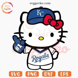 Hello Kitty Kansas City Royals SVG Cricut, Kawaii Kitty Royals MLB Baseball SVG PNG Digital Download