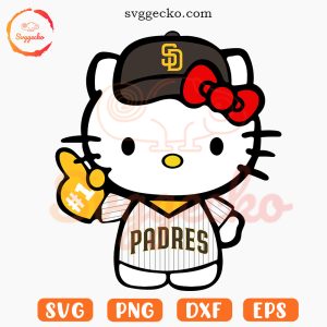 Hello Kitty San Diego Padres SVG Cricut, Kawaii Cat Padres MLB Baseball SVG PNG