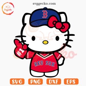 Hello Kitty Boston Red Sox SVG Cricut, Kawaii Cat Red Sox MLB SVG PNG Instant Download