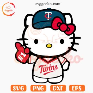 Hello Kitty Minnesota Twins SVG Cricut, Kawaii Kitty Twins Baseball SVG PNG Files