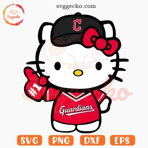 Hello Kitty Cleveland Guardians SVG Cricut, Kitty Guardians MLB Baseball Team SVG PNG Digital Download