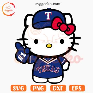 Hello Kitty Texas Rangers SVG Cricut, Kawaii Kitty Rangers MLB Team SVG PNG Cut Files