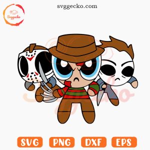 Powerpuff Girls Jason Freddy Michael SVG, Cute Halloween SVG, Killer SVG PNG Cut Files