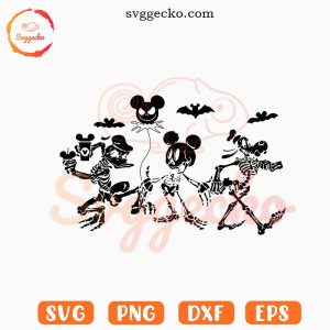 Mickey And Friends Skeleton SVG, Skull SVG, Spooky SVG, Funny Disney Halloween SVG DXF EPS PNG