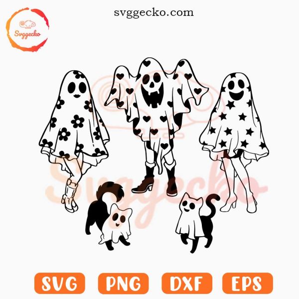 Сute Ghost With Pet SVG, Spooky Retro SVG, Funny Halloween SVG PNG Cut ...
