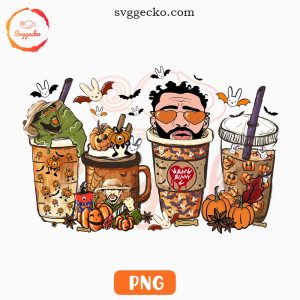 Bad Bunny Halloween Latte Coffee PNG, Fall PNG, Pumpkin Spice PNG