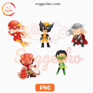 Superheroes Cute PNG Clipart, The Flash PNG, Thor PNG, Superhero PNG Sublimation