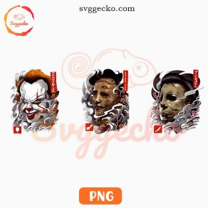 Oni Horror Characters PNG Bundle, Pennywise PNG, Michael Myers PNG, Leatherface PNG