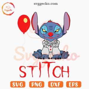 Stitch Pennywise Balloon SVG, Horror Stitch Halloween SVG PNG Instant Download