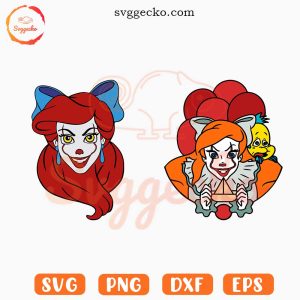 Ariel Princess Pennywise SVG, Disney Halloween SVG, Little Mermaid IT Clown SVG PNG Files