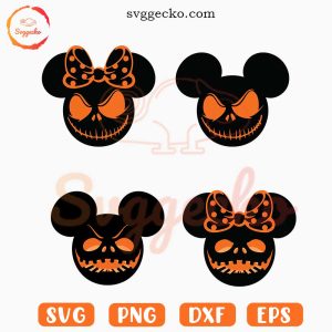 Jack Skellington Mouse Ears SVG Bundle, Mickey Minnie Nightmare Christmas SVG PNG