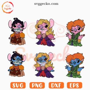 Stitch Hocus Pocus SVG, Stitch Sanderson Sisters Halloween SVG PNG Cricut