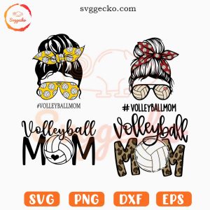 Volleyball Mom SVG Bundle, Messy Bun Volleyball SVG PNG Digital Downloads