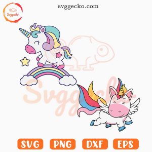 Cute Unicorn SVG, Kids SVG, Rainbow SVG, Mythical SVG PNG Digital Files