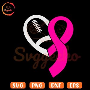 Football Pink Ribbon Heart SVG, Breast Cancer Football SVG PNG Cutting Files