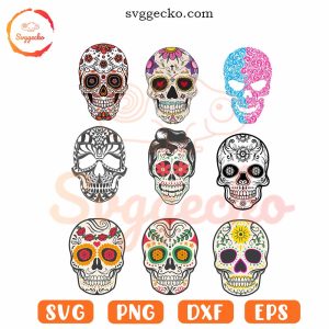 Sugar Skulls SVG Bundle, Calavera SVG, Day Of The Dead Skeleton SVG, Mexican Holiday SVG
