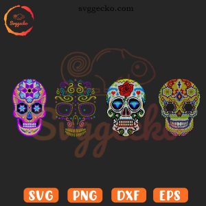 Sugar Skulls Rhinestone SVG, Day Of The Dead Skull SVG, Dia De Los Muertos Calavera SVG PNG