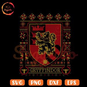 Gryffindor Ugly Christmas Sweater SVG, Harry Potter Houses SVG, Chirstmas SVG PNG Cutting Files