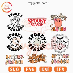 Spooky Season SVG Bundle, Cute Ghost SVG, Groovy Retro Halloween SVG PNG Files