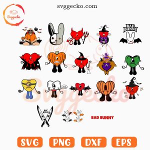Bad Bunny Halloween SVG Bundle, Un Halloween Sin Ti SVG, Sad Heart Spooky SVG