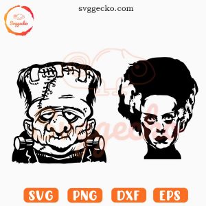 Frankenstein And Elizabeth SVG, Horror Classic SVG, Monster Halloween SVG PNG Cricut