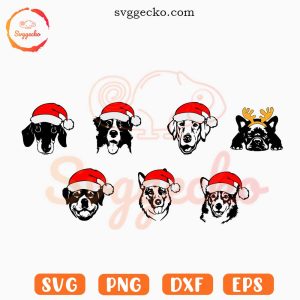 Dog Santa Hat SVG Bundle, Cute Christmas SVG, Dog Lover SVG PNG Cricut