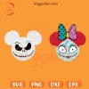 Jack Sally Disney Mouse Head SVG, Spooky Halloween SVG, Cute Nightmare Christmas SVG PNG Cut Files