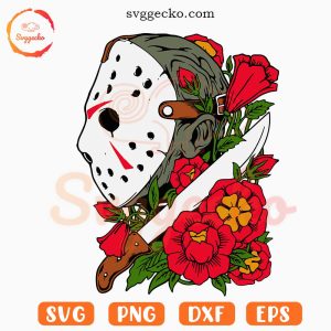 Jason Voorhees Floral SVG, 13th Friday Killer SVG, Halloween Horror Movie SVG PNG Cut Files