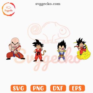 Cute Dragon Ball Z Characters SVG Bundle, Goku SVG, Krillin SVG, Vegeta SVG