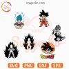 Goku SVG Bundle, Dragon Ball SVG, Super Saiyan SVG PNG Files
