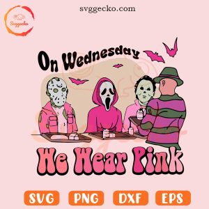 On Wednesday We Wear Pink Horror Movie SVG, Mean Girls Horror Halloween SVG PNG Cricut