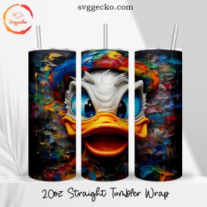 Donald Duck 3D Color 20oz Straight Skinny Tumbler Wrap, Disney Duck Tumbler  Cup Designs - Gecko