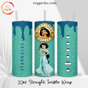 Jasmine Starbucks Coffee 20oz Straight Skinny Tumbler Wrap, Aladdin Princess Tumbler Cup Designs