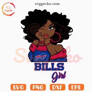 Bills Girl Afro SVG, Buffalo Bills Fan Girl SVG PNG For Cricut