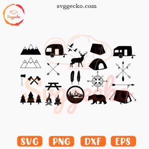 Camping SVG, Campervan SVG, Campfire SVG PNG Files