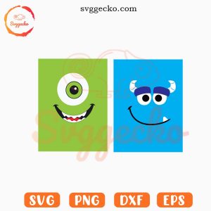 Mike And Sully Face SVG, Monsters Inc SVG, Disney Cartoon SVG PNG Cut Files