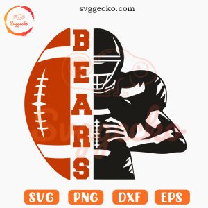 Bears Half Football Player SVG, Chicago Bears Team SVG PNG Cricut Files