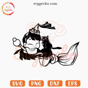 Baby Witch And Cat SVG, Cute Halloween Kids SVG PNG Cut Files