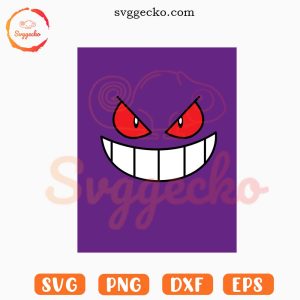 Gengar Face SVG, Poison Pokemon SVG PNG Digital Files