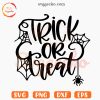 Trick Or Treat SVG, Spider Halloween SVG PNG Cricut