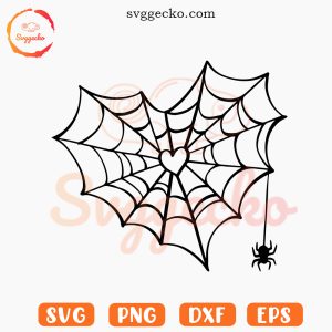 Spiderweb Heart SVG, Cute Spider Halloween SVG PNG Cricut
