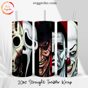 Horror Face 20oz Straight Skinny Tumbler Wrap, Halloween Spooky Tumbler Cup Downloads