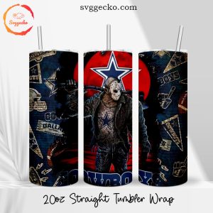 Jason Voorhees Dallas Cowboys 20oz Straight Skinny Tumbler Wrap, Cowboys Halloween Tumbler Cup Designs